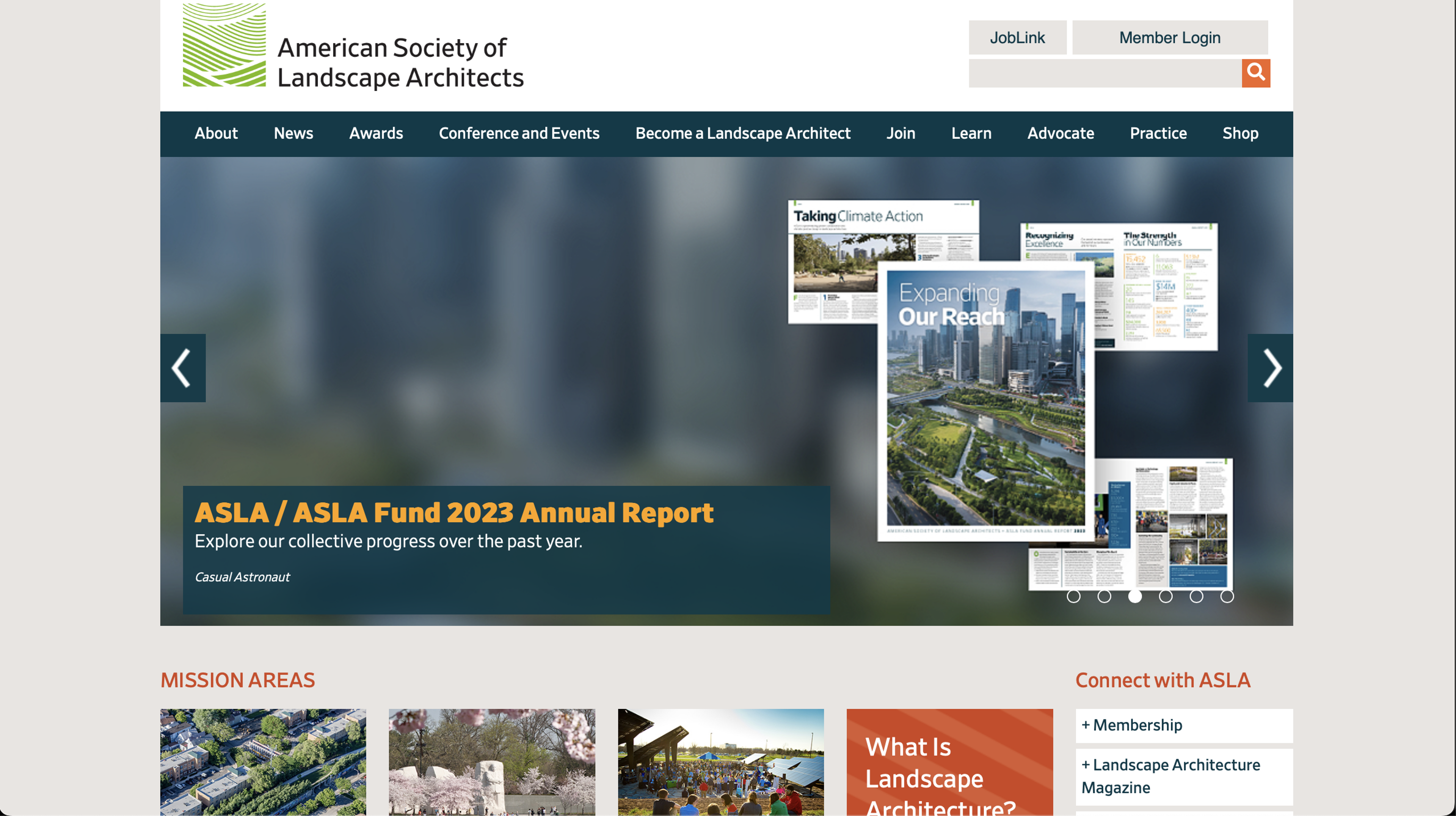 A preview of the website https://www.asla.org